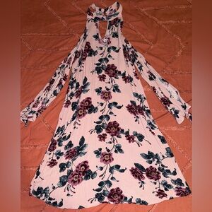 American Eagle Outfitters Blush Floral Long Sleeve Dress